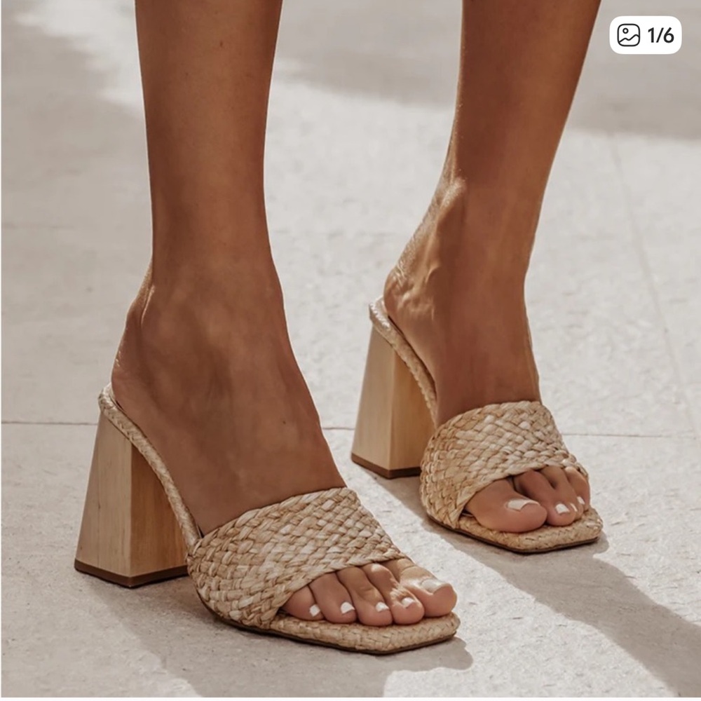 NWOT Covet CRETE Raffia Heels Women's Size 39